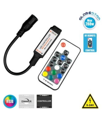 GloboStar® 73420 Ασύρματος LED Controller RGB με Χειριστήριο RF 2.4Ghz DC 5-24V Max 288W